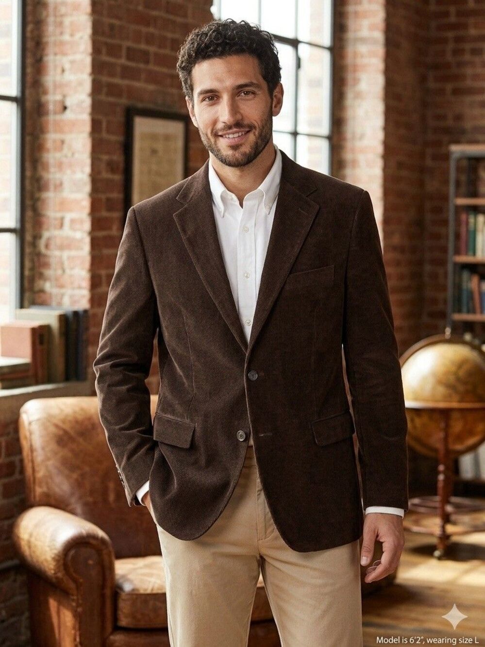 Tasso Elba Men L Corduroy Blazer Jacket Brown Cotton 2 Button Sport Coat Paisley